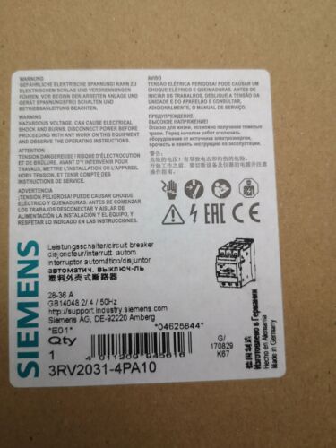 Controlador de motor Siemens 3RV2031-4PA10 3RV2 031-4PA10